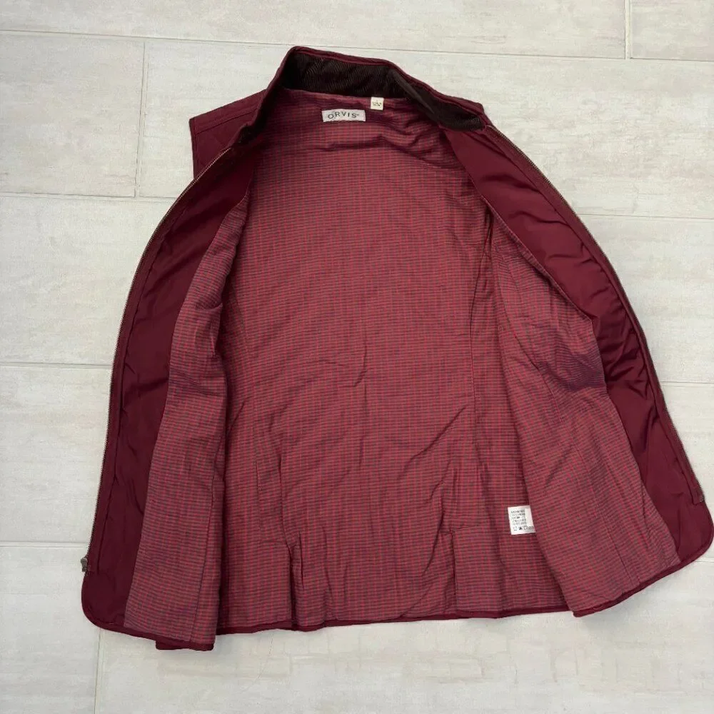 Orvis Vest Insulated Maroon Red Wine Quilted Small Pockets Lightweight Outdoors